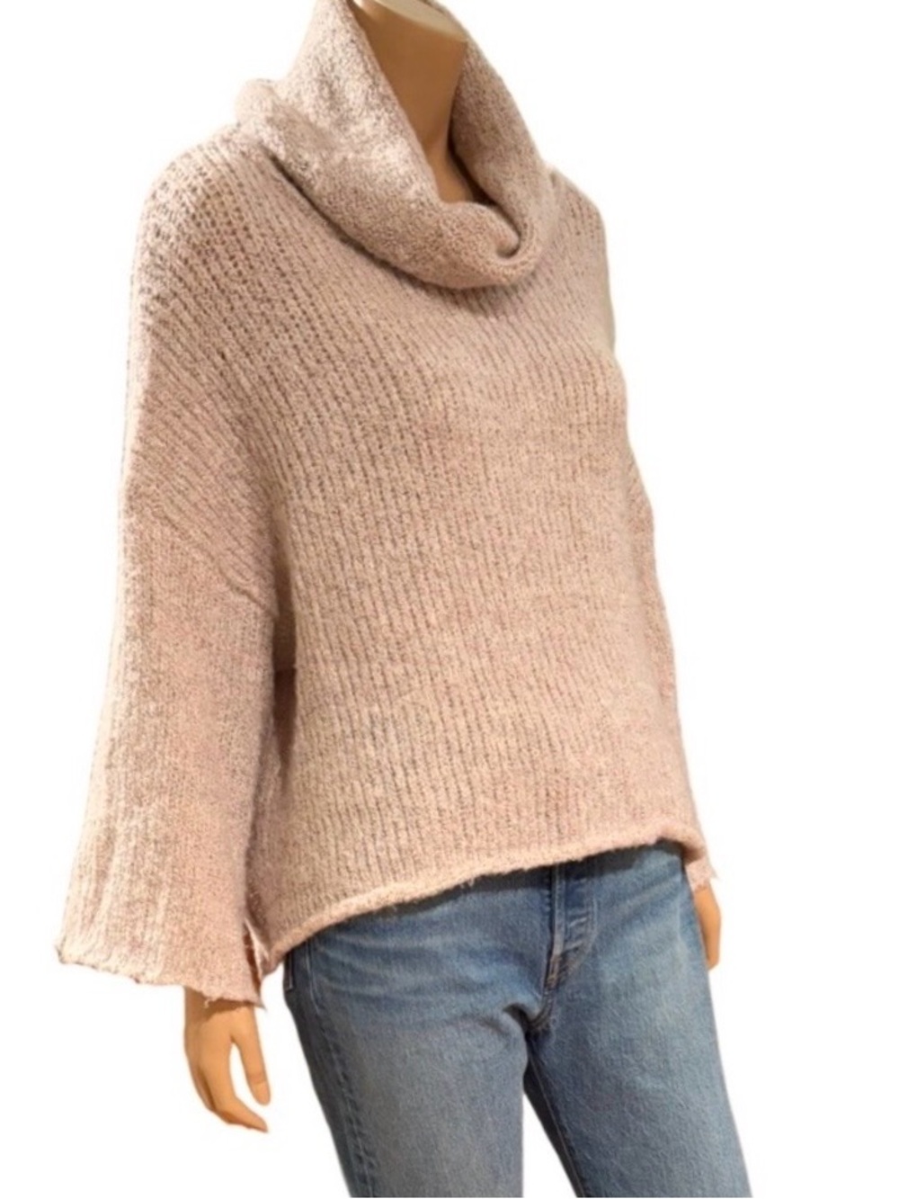 Altar’d State S/M Oversized Blush Pink Cowl Neck Boxy Knit Sweater